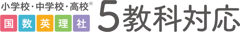小学校・中学校・高校　国数英理社　5教科対応