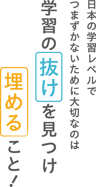 日本の学習レベルでつまずかないために大切なのは学習の抜けを見つけ埋めること